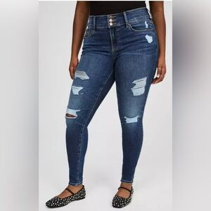 Torrid Women's Blue Distressed Skinny Jeans Jegging Pants Plus Size 20 R Stretch